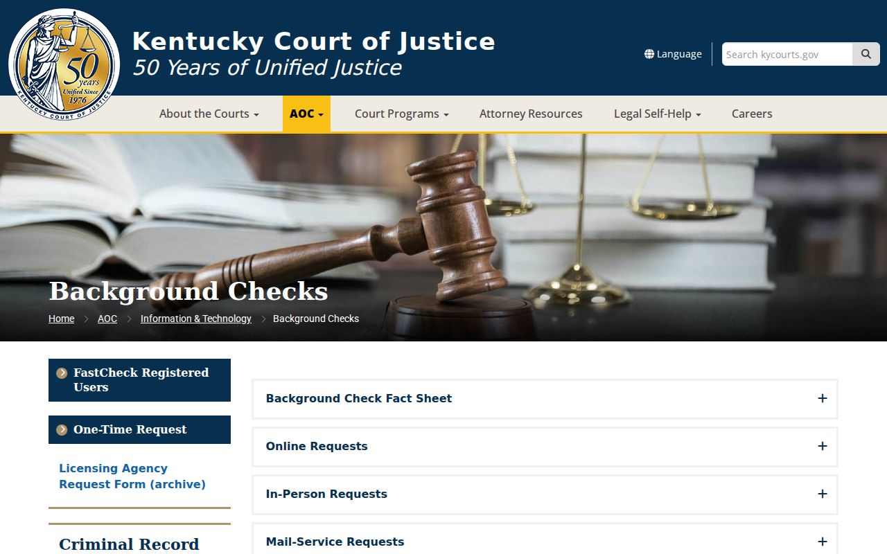 Pulaski County criminal history AOC report choices