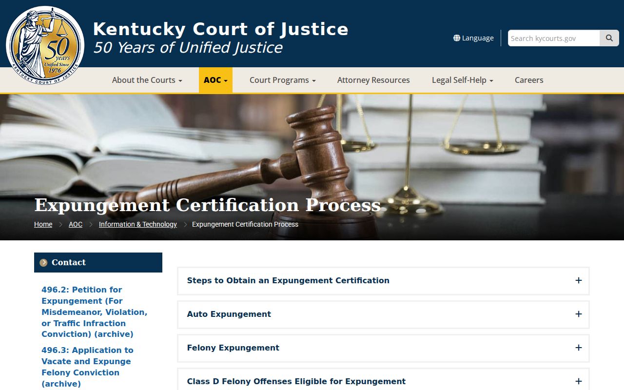 Pulaski County criminal record expungement process