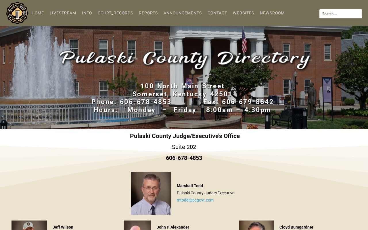 Pulaski County criminal record office directory