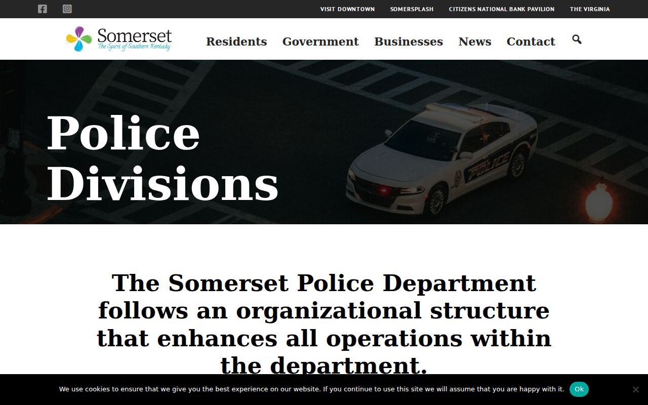 Somerset Police Administrative Division page identifying its records responsibilities