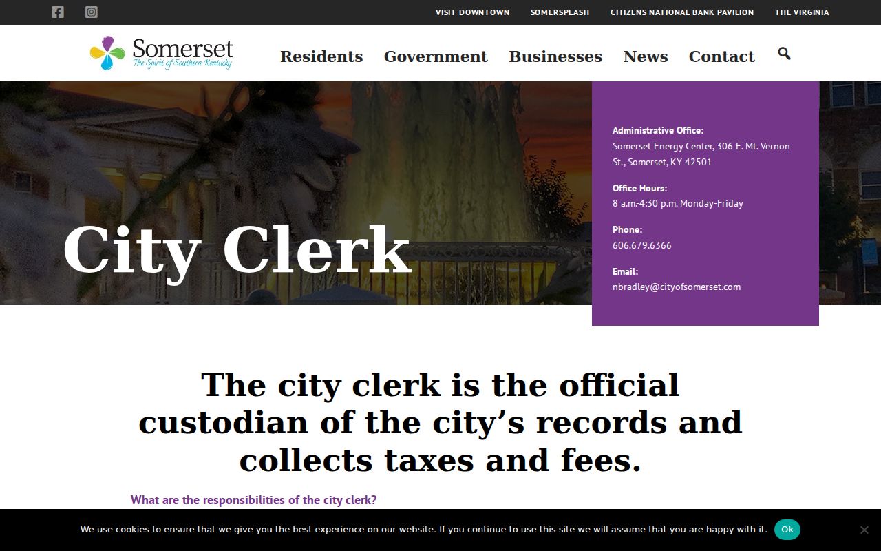 Somerset City Clerk open-records instructions for signed requests